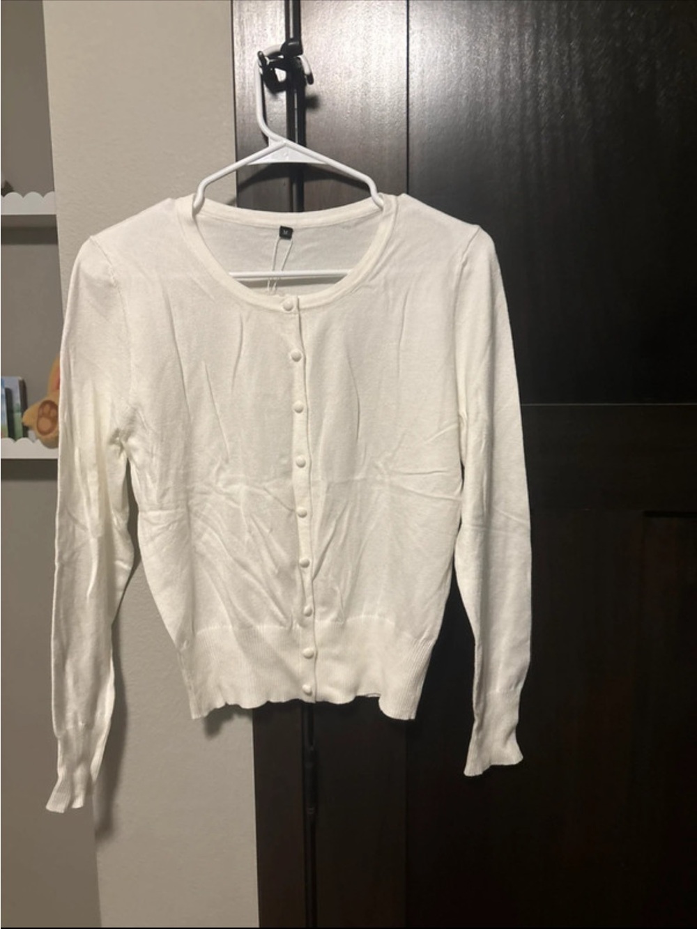Amazon Women’s Cream Button-Front Cardigan